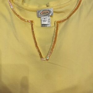 Talbots Sunny Yellow Top with Sequin Detail